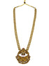 Gold Plated Long Necklace Set with Peacock Design