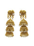 Gold plated Temple design Layered Jhumka Earrings