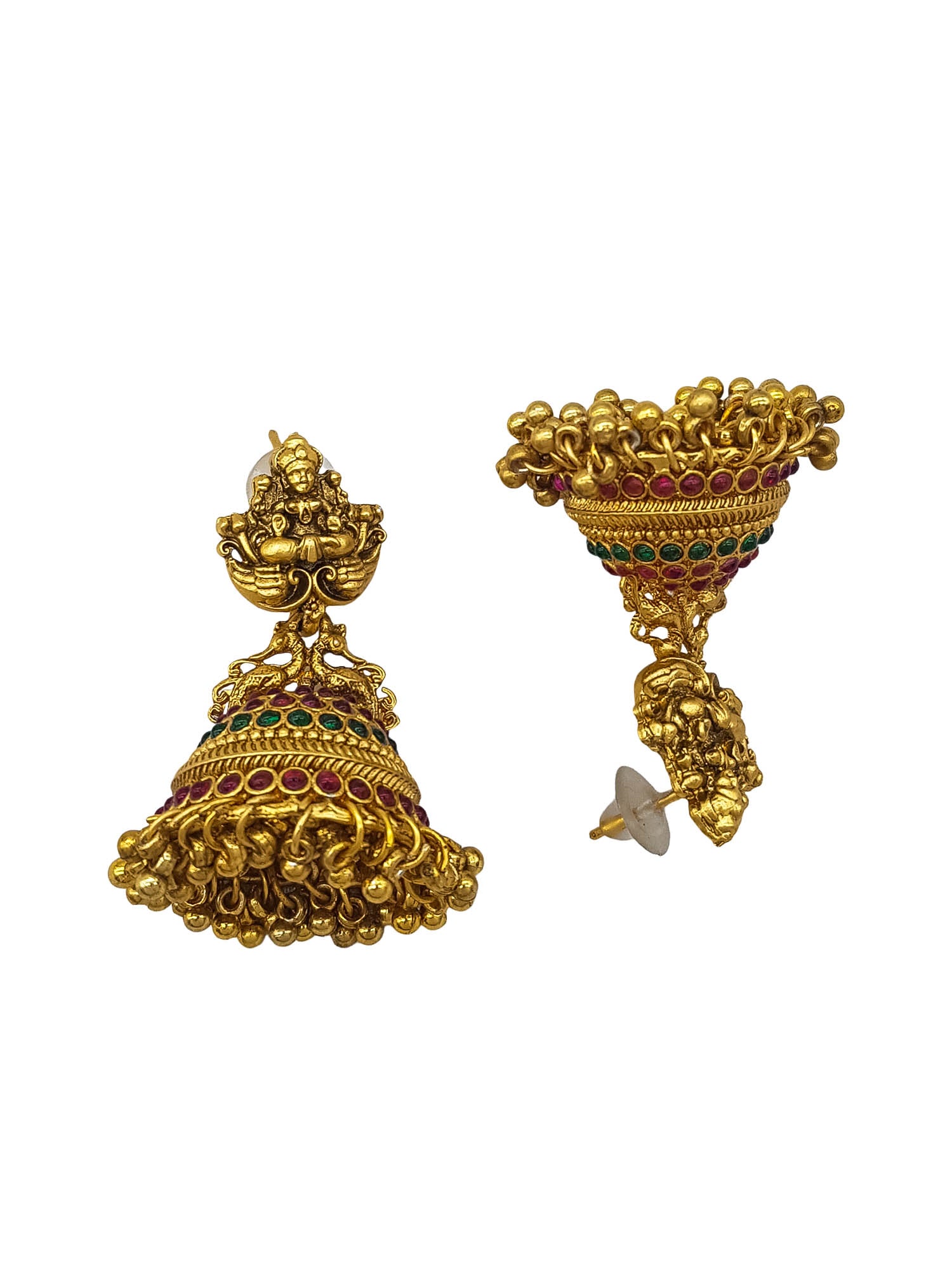 Gold plated Temple design Jhumka Earrings