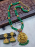 Premium Gold Plated Long Necklace Set in green crystal natural stones