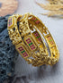 Gold Plated Studded Set of 2 Laxmi Bangles