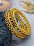 Gold Plated Multi Colour Stone Set of 2 Bangles