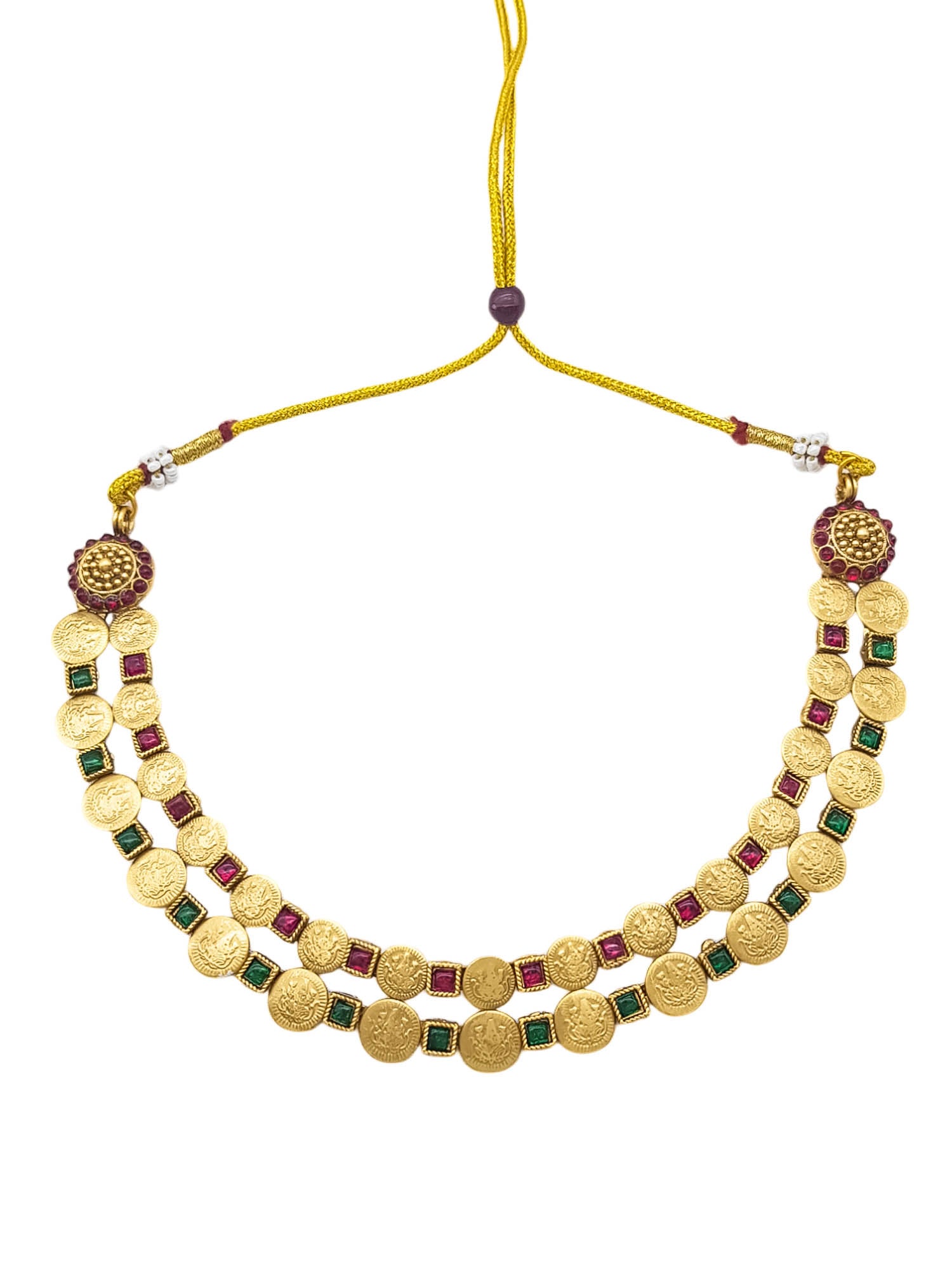 Premium Gold Finish Coin Laxmi Necklace Set