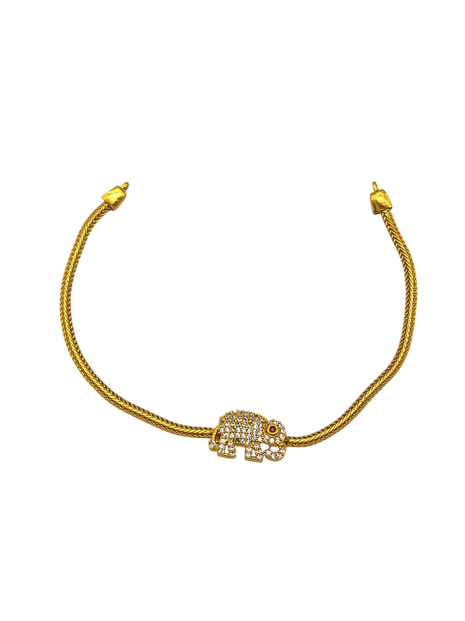 Gold Plated CZ Short Elephant Necklace Set