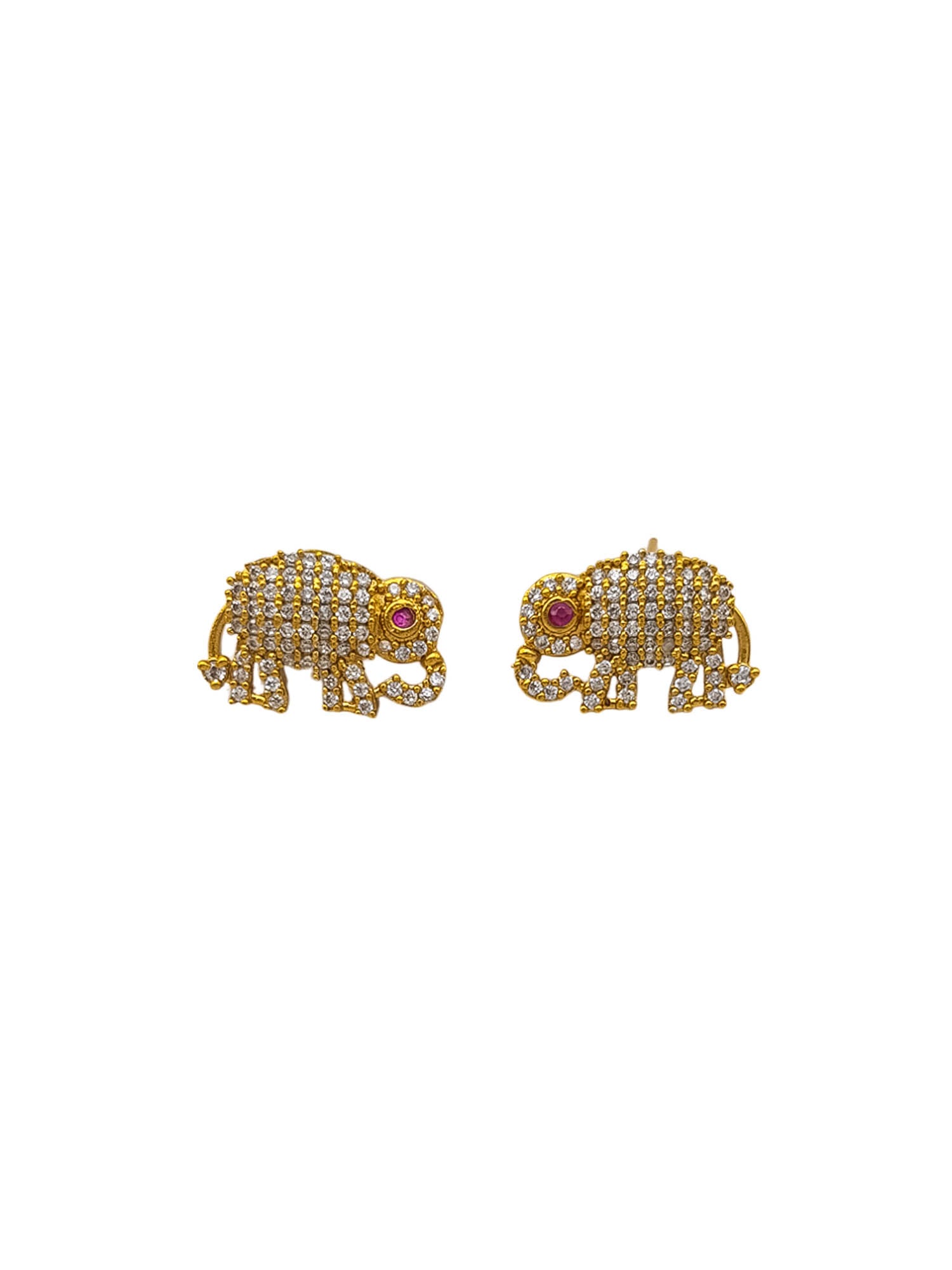 Gold Plated CZ Short Elephant Necklace Set