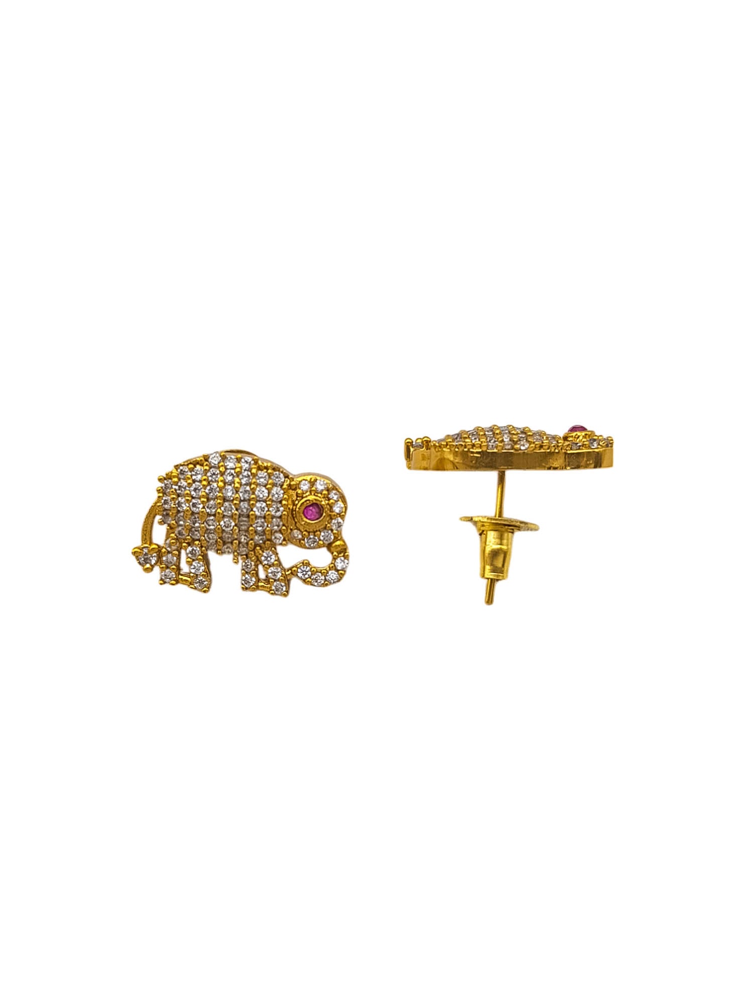 Gold Plated CZ Short Elephant Necklace Set