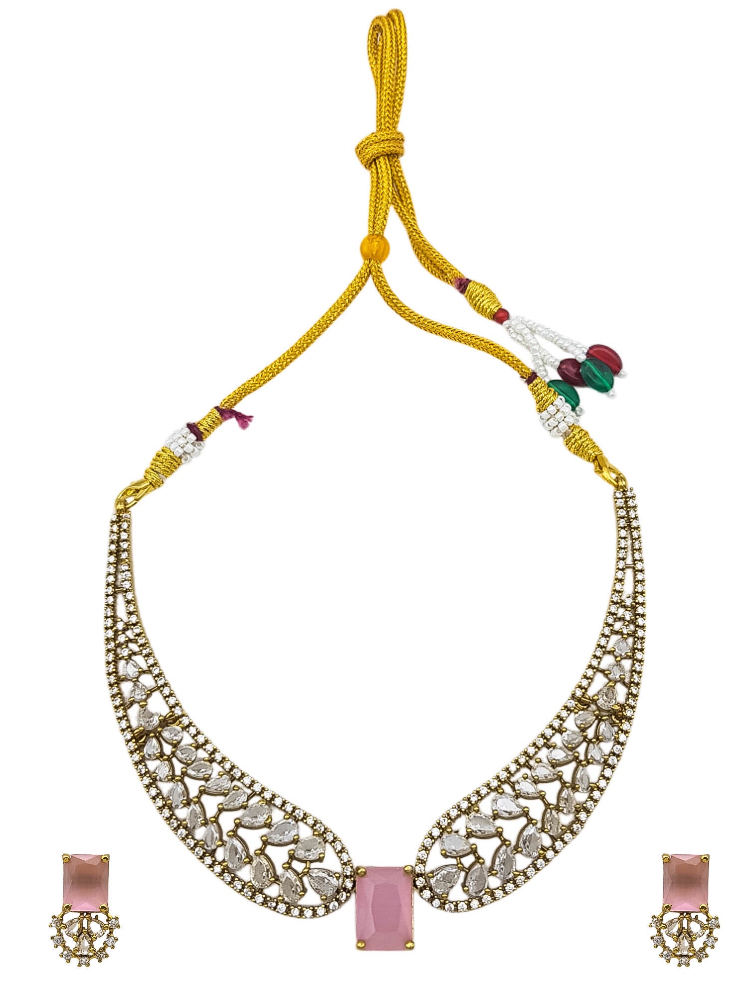 Premium Gold Finish Sayara Collection Necklace with CZ Stones