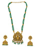 Premium Gold Plated Long Necklace Set in green crystal natural stones