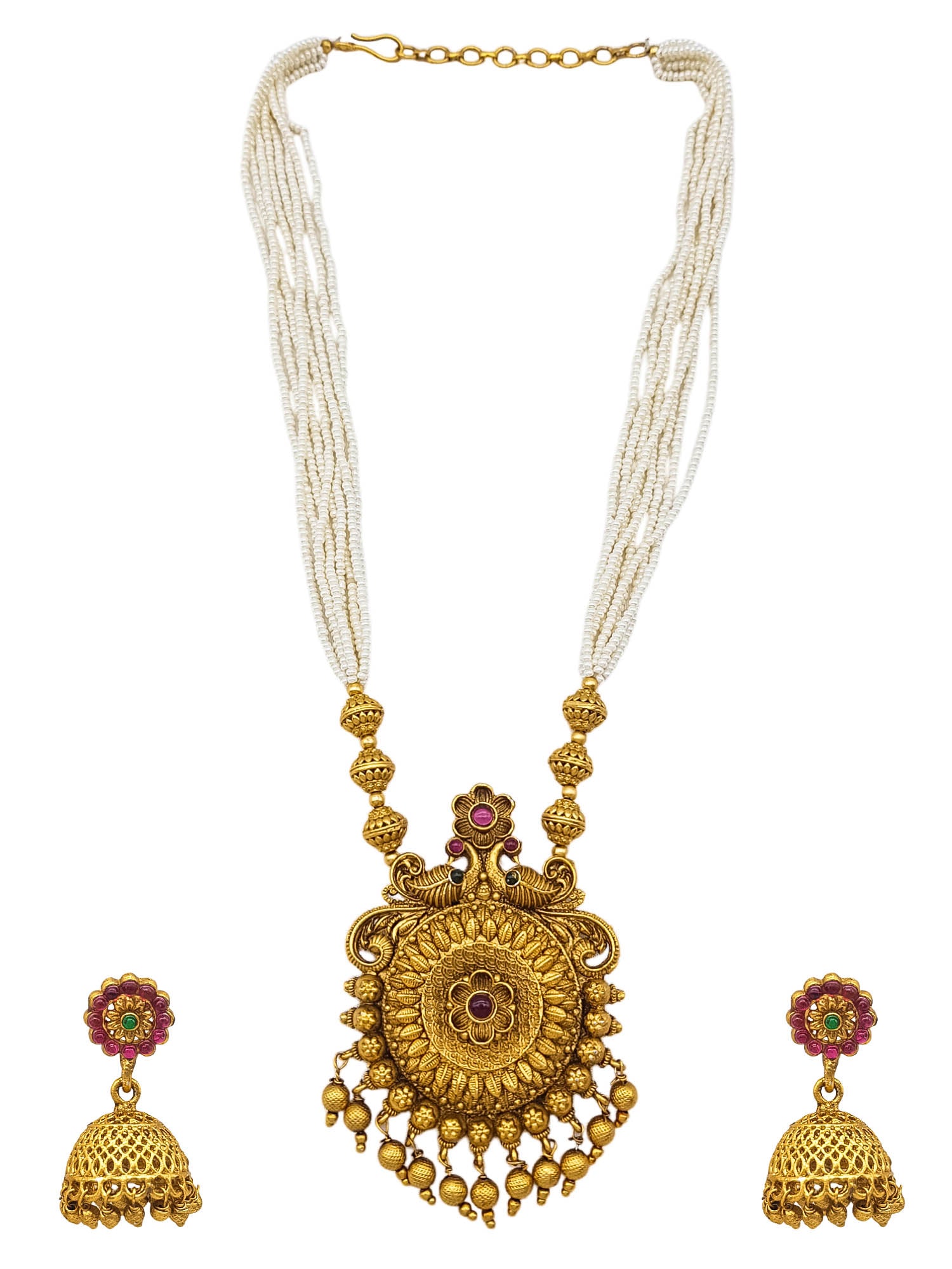 Gold Plated Necklace Set in pearl