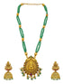 Premium Gold Plated Long Necklace Set in green crystal natural stones