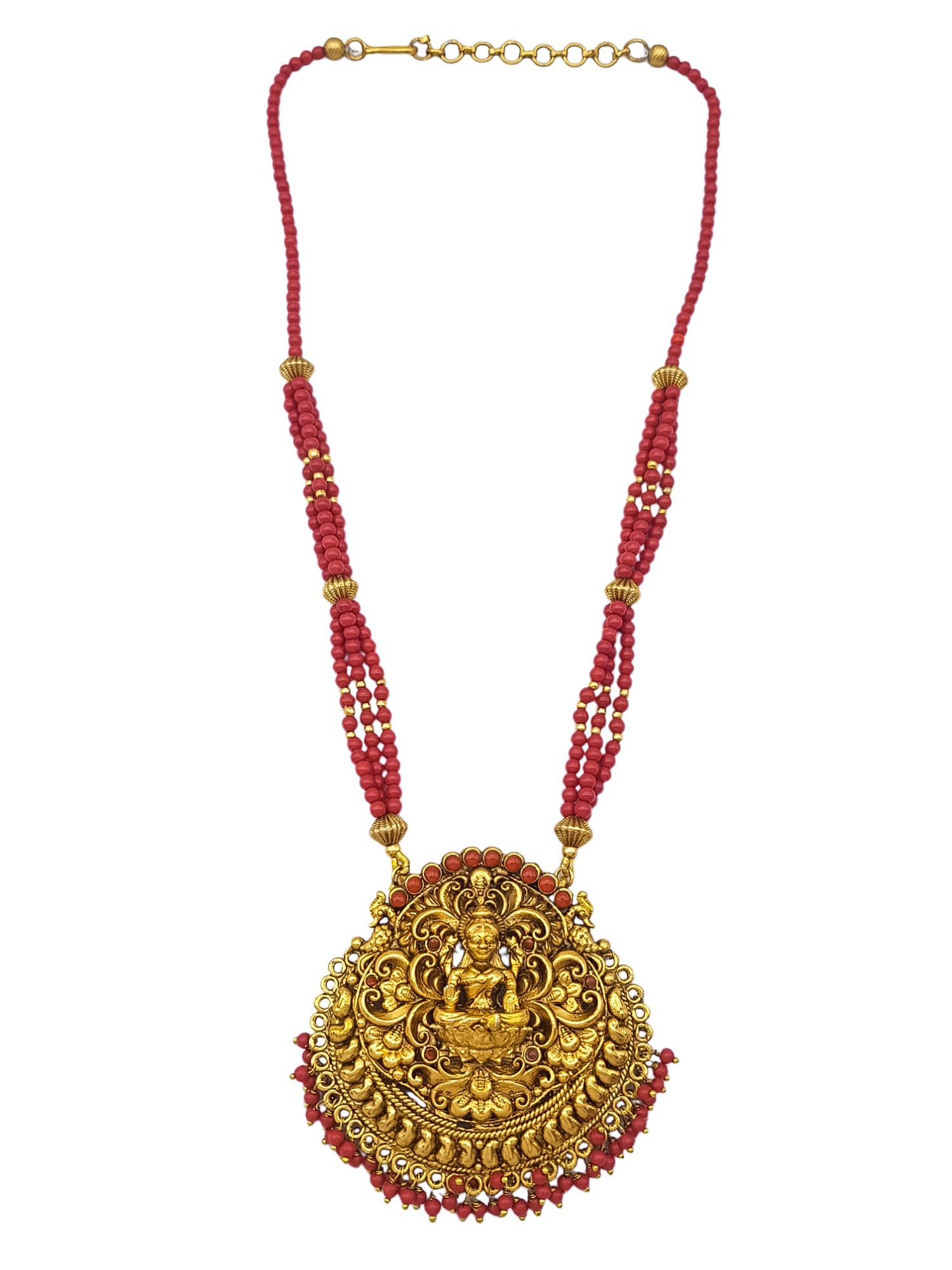 Gold Plated Necklace Set in coral stones