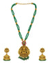 Premium Gold Plated Long Necklace Set in green crystal natural stones