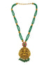 Premium Gold Plated Long Necklace Set in green crystal natural stones