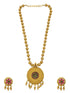 Gold Plated In Coral Beads Long Necklace Set