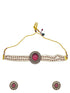 Victoria Polish Gold Plated choker Necklace Set with Pearl