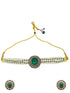 Victoria Polish Gold Plated choker Necklace Set with Pearl