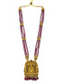 Premium Gold Plated Long Necklace Set in Maroon crystal natural stones