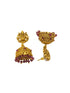 Premium Gold Plated Long Necklace Set in Maroon crystal natural stones