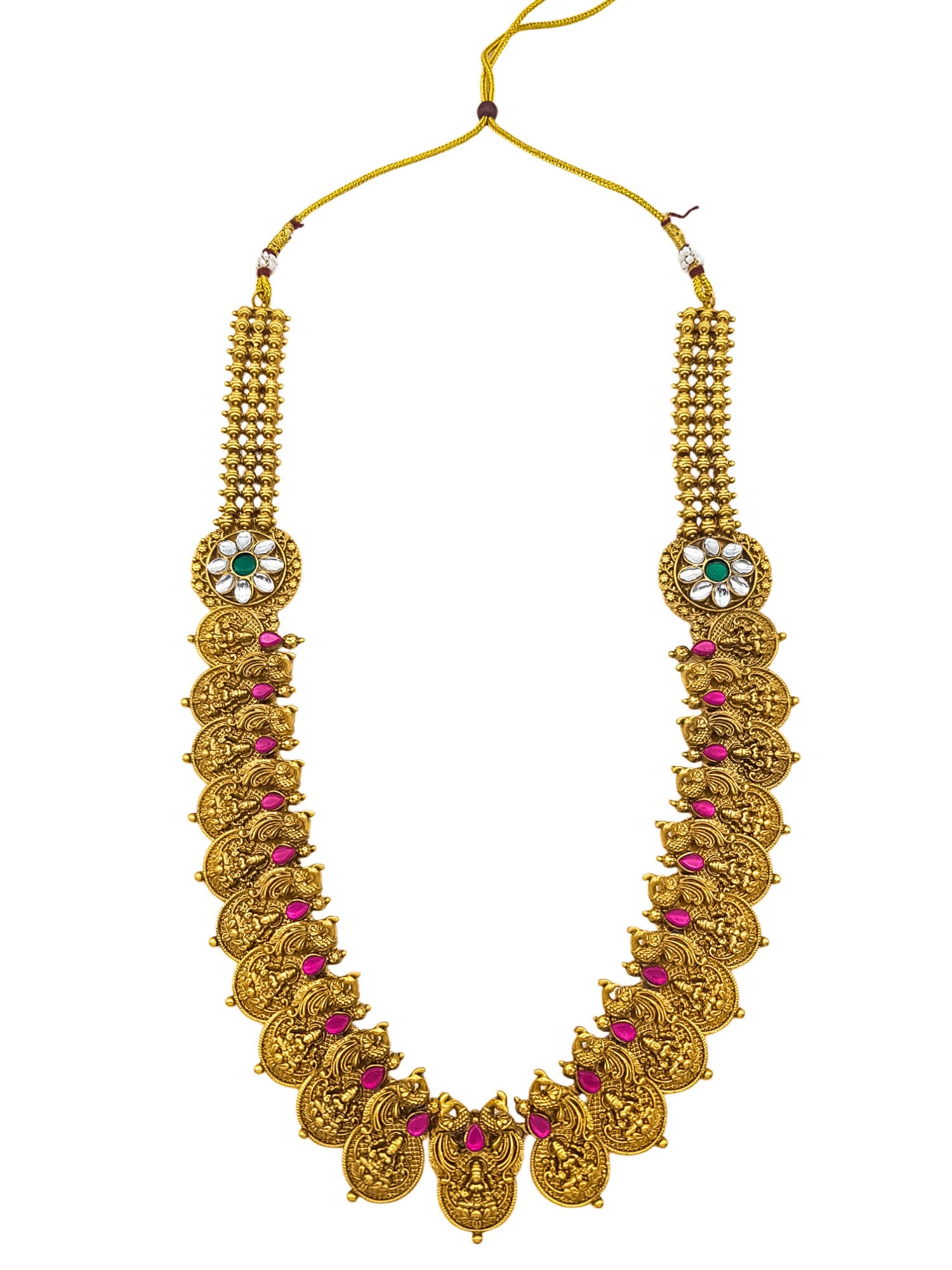 Gold Plated Long with Laxmi Coin  Necklace Set