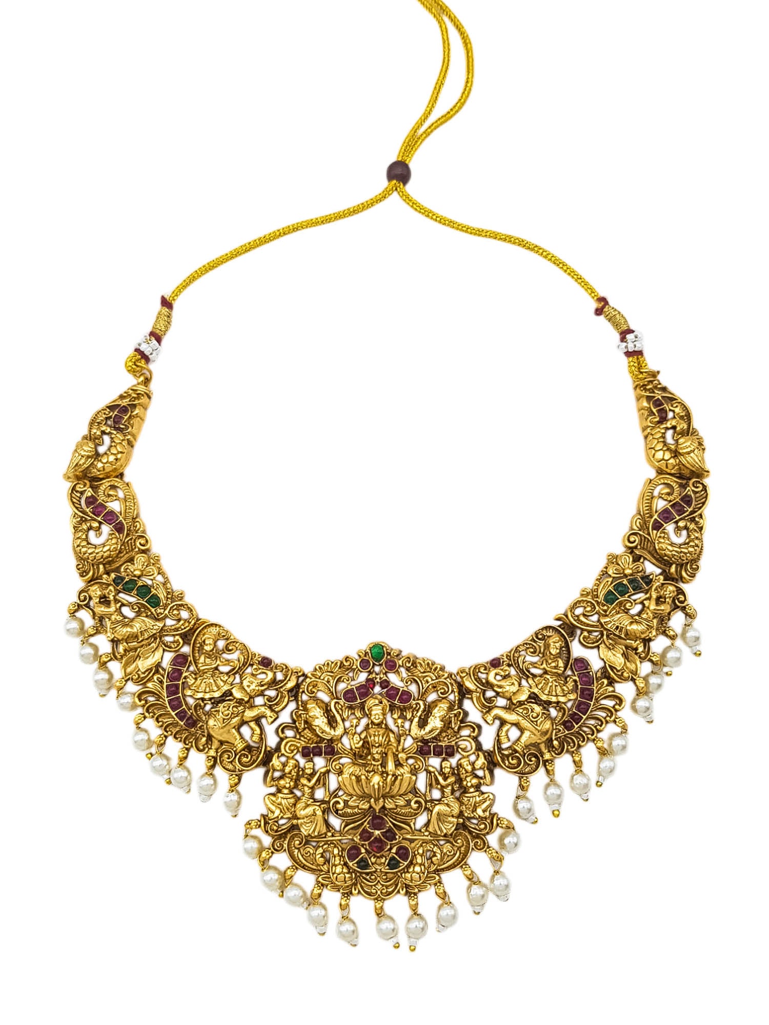 Antique Premium Gold finish Laxmi necklace Combo Set