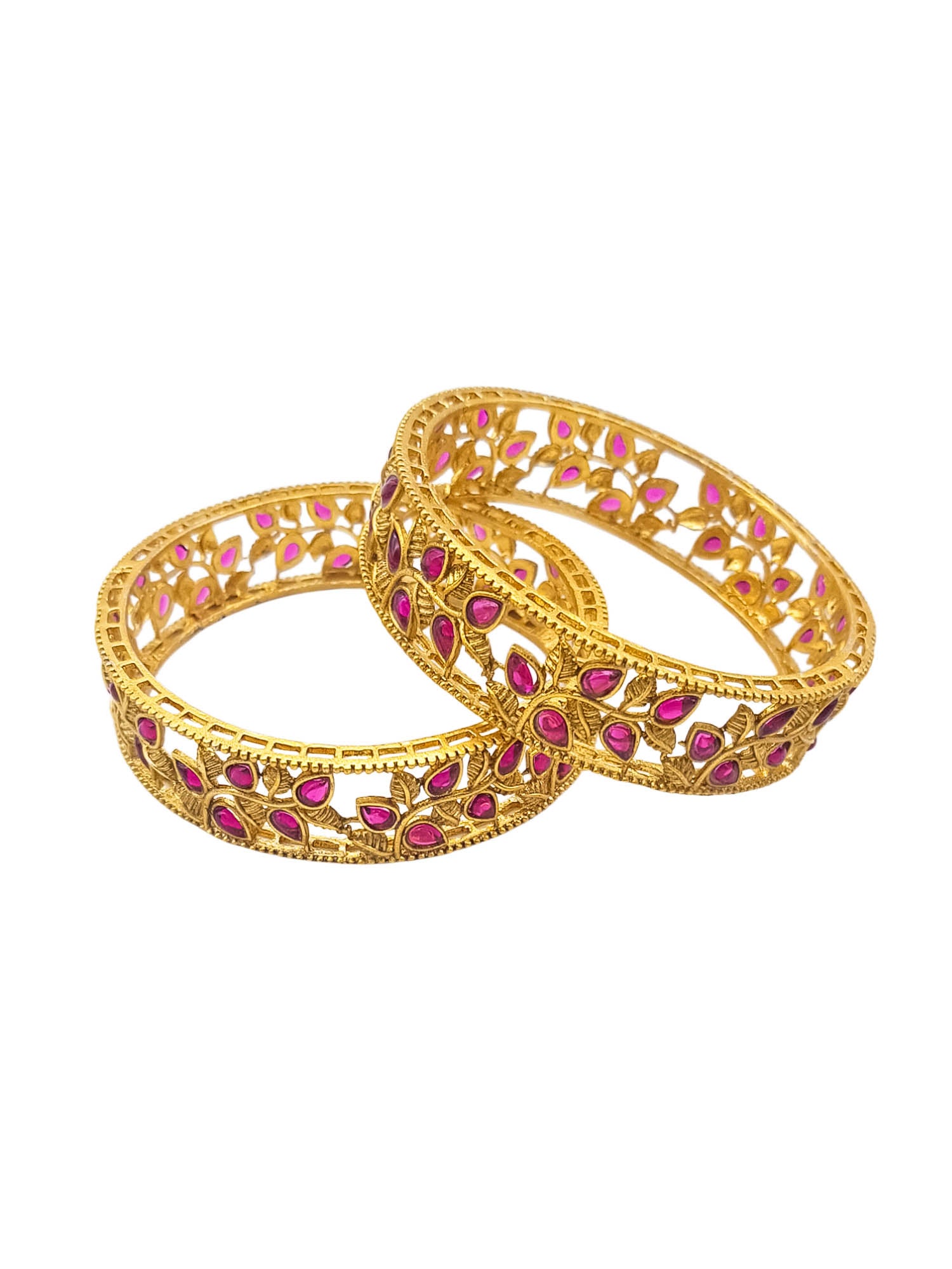 Gold Plated Studded Set of 2 Bangles