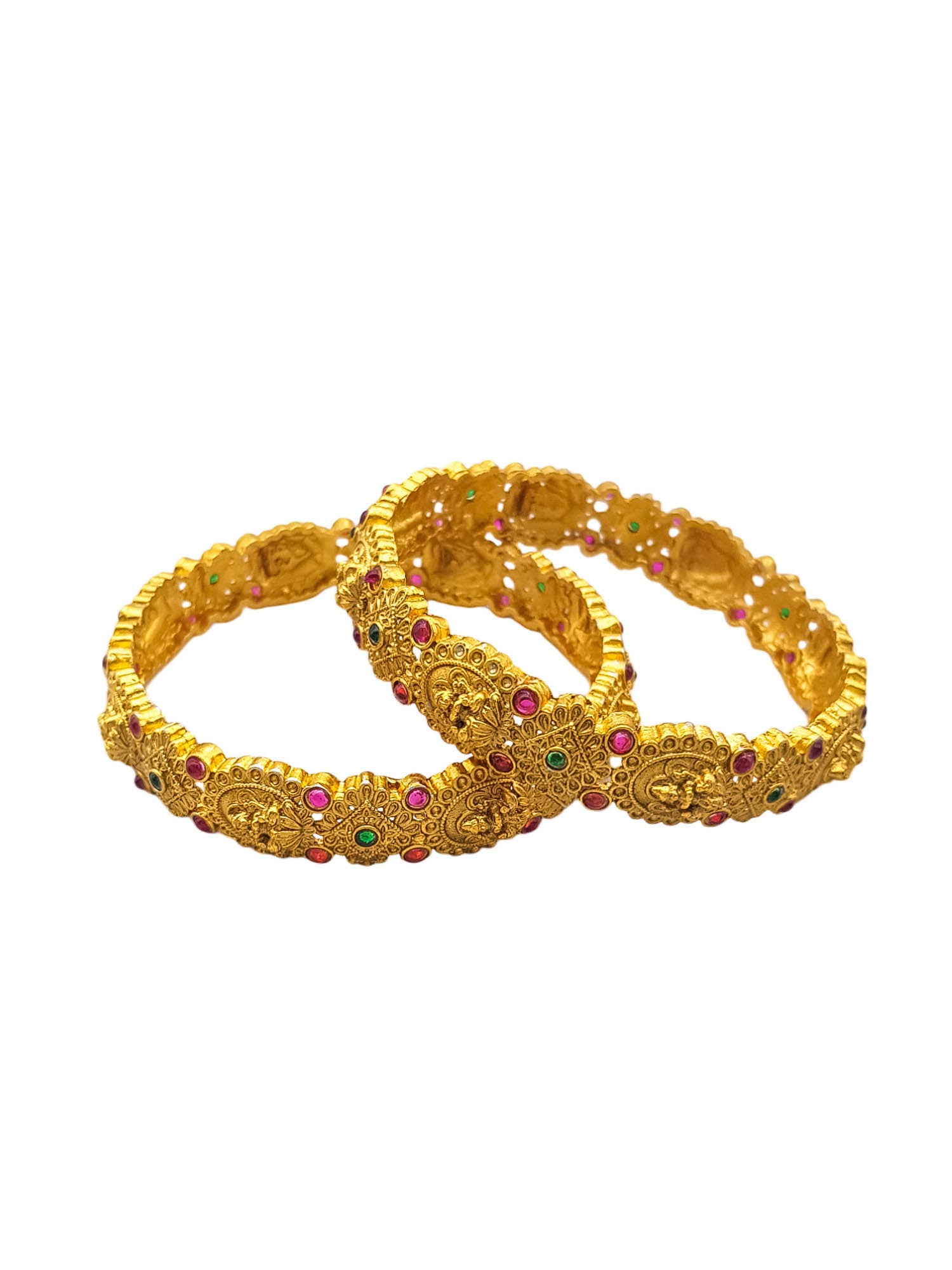 Micro Gold Plated Set of 2 Multi Colour Stone Bangles