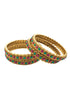 Gold Plated Studded Set of 4 Multi Stone Bangles