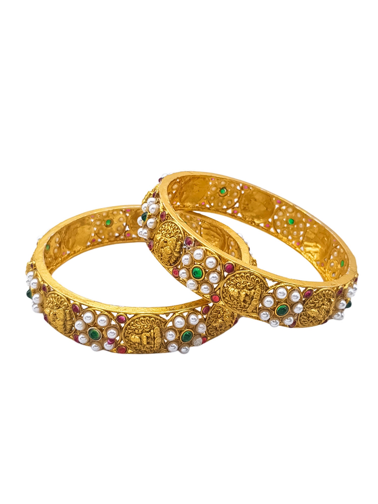 Micro Gold Plated Set of 2 Multi Colour Stone Bangles