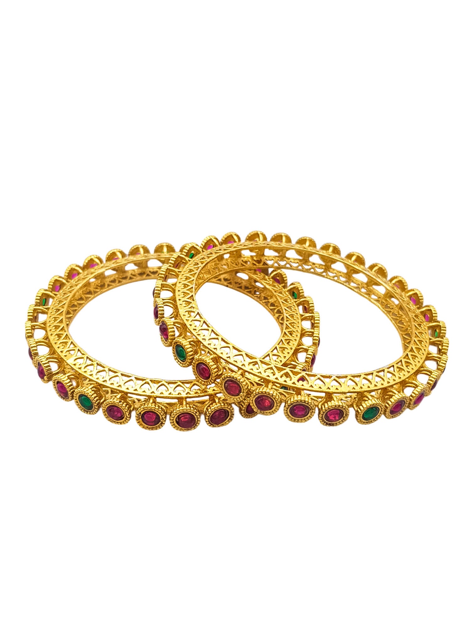 Gold Plated Multi Colour Stone Set of 2 Bangles