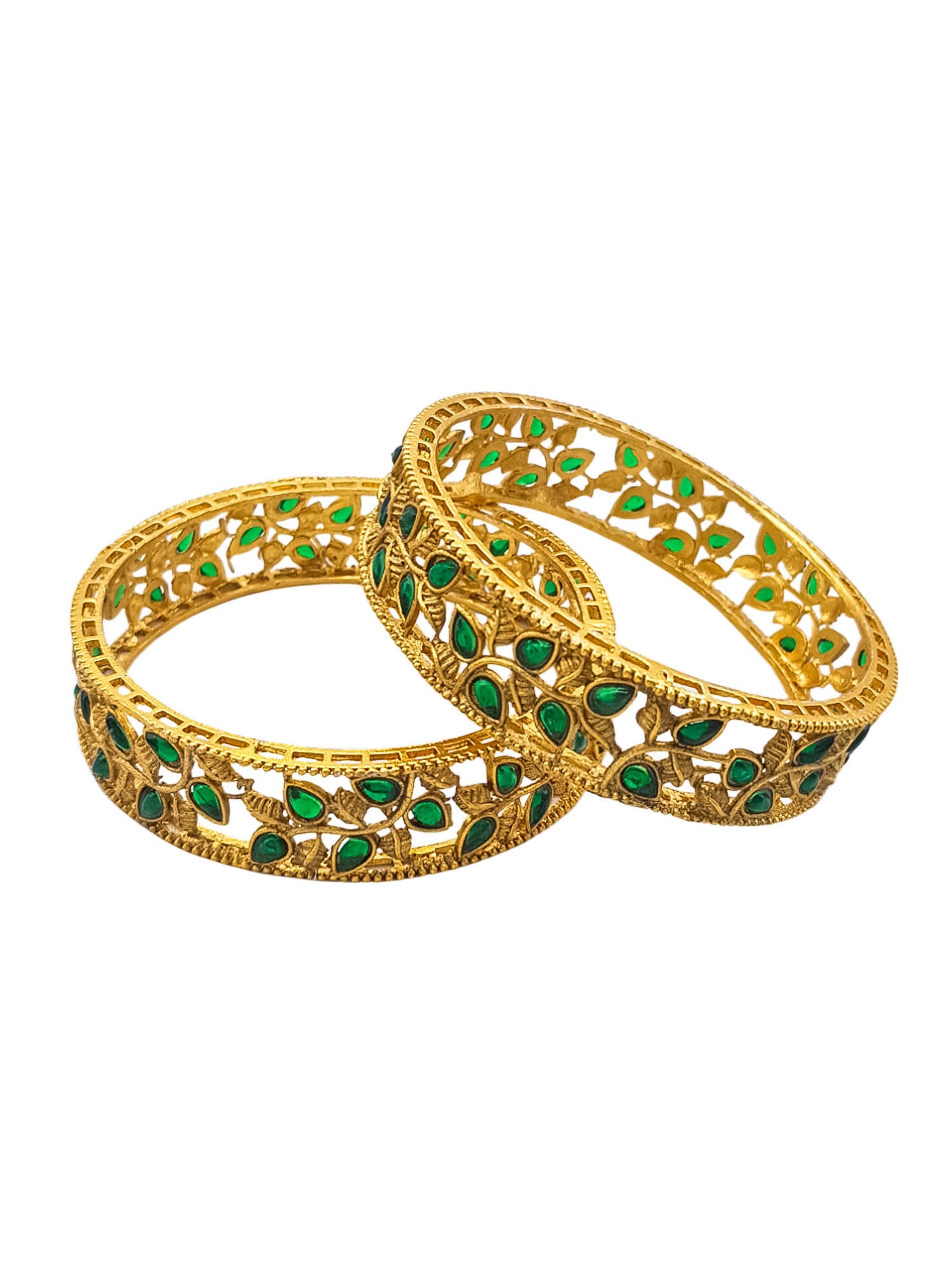 Gold Plated Studded Set of 2 Bangles