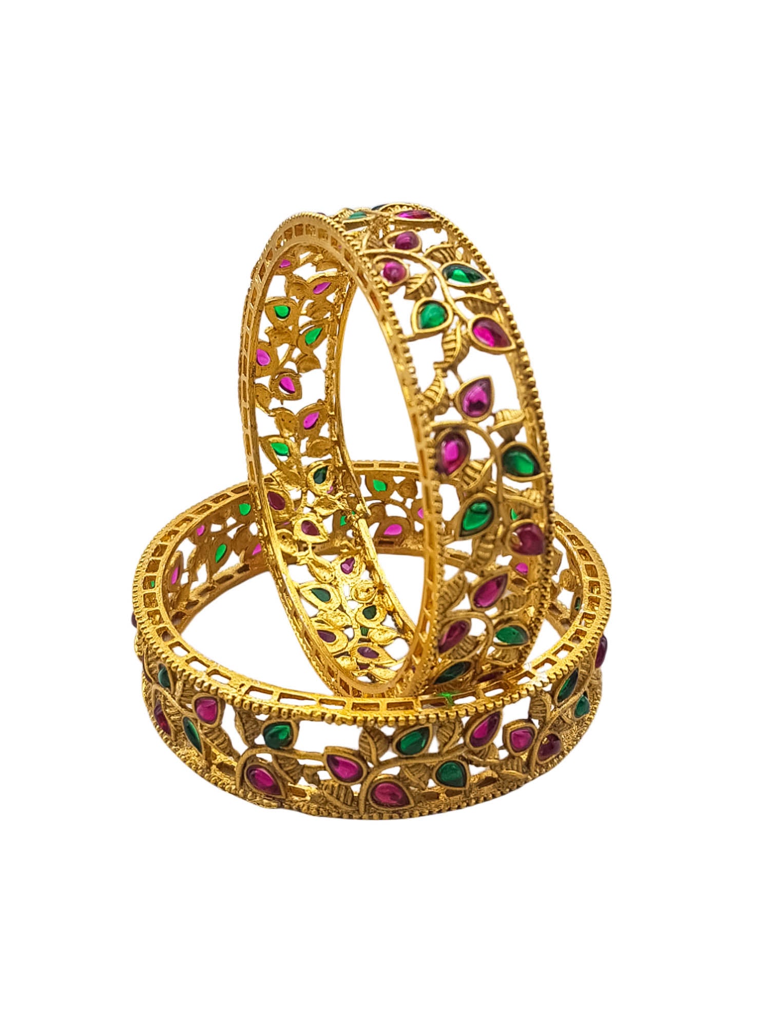 Gold Plated Studded Set of 2 bangles