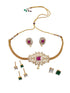 Gold Plated Drop CZ Necklace Set with 4 interchangeable stones