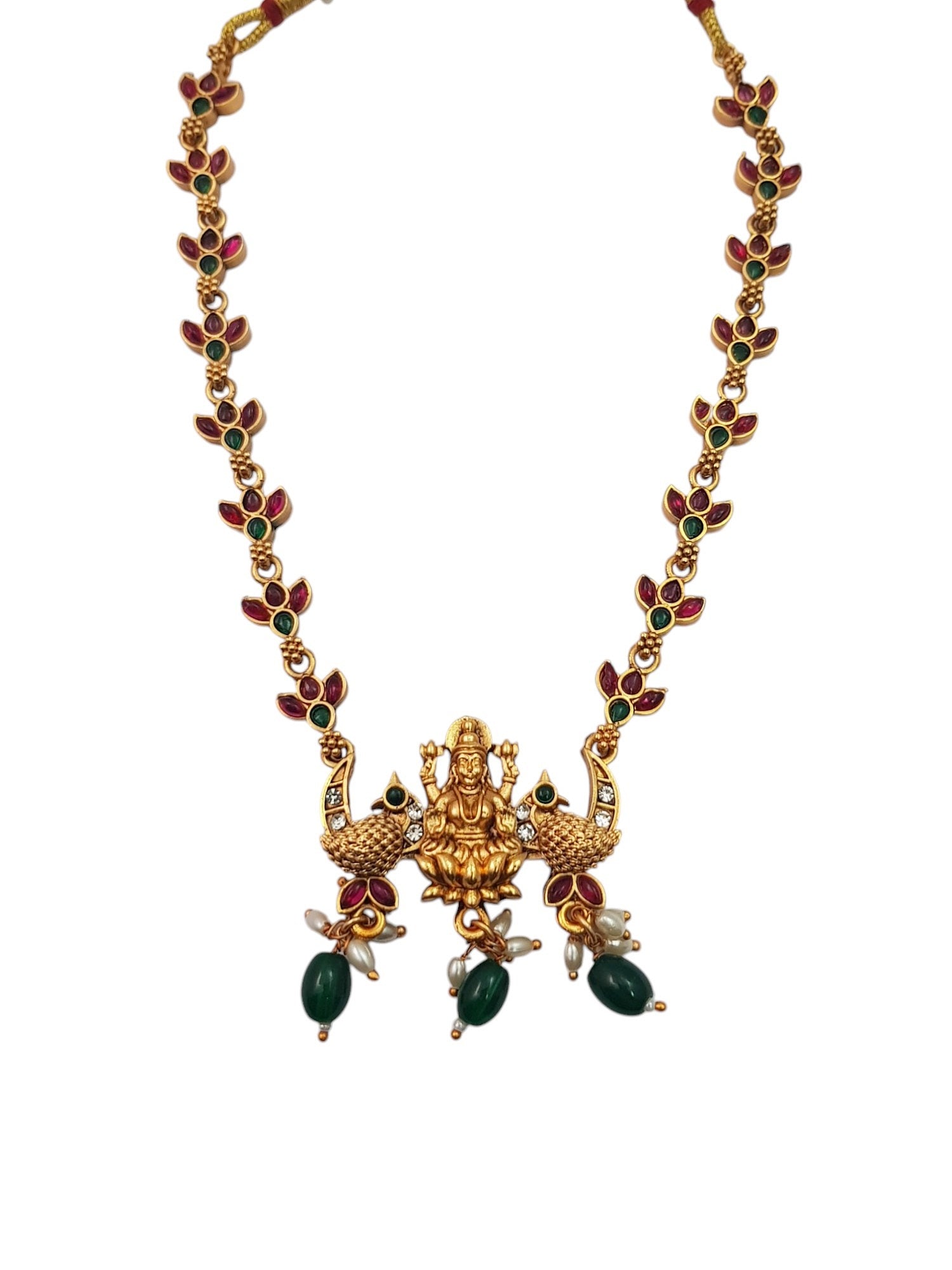 Premium Gold plated Trending Laxmi designs Short AD/zercon necklace set