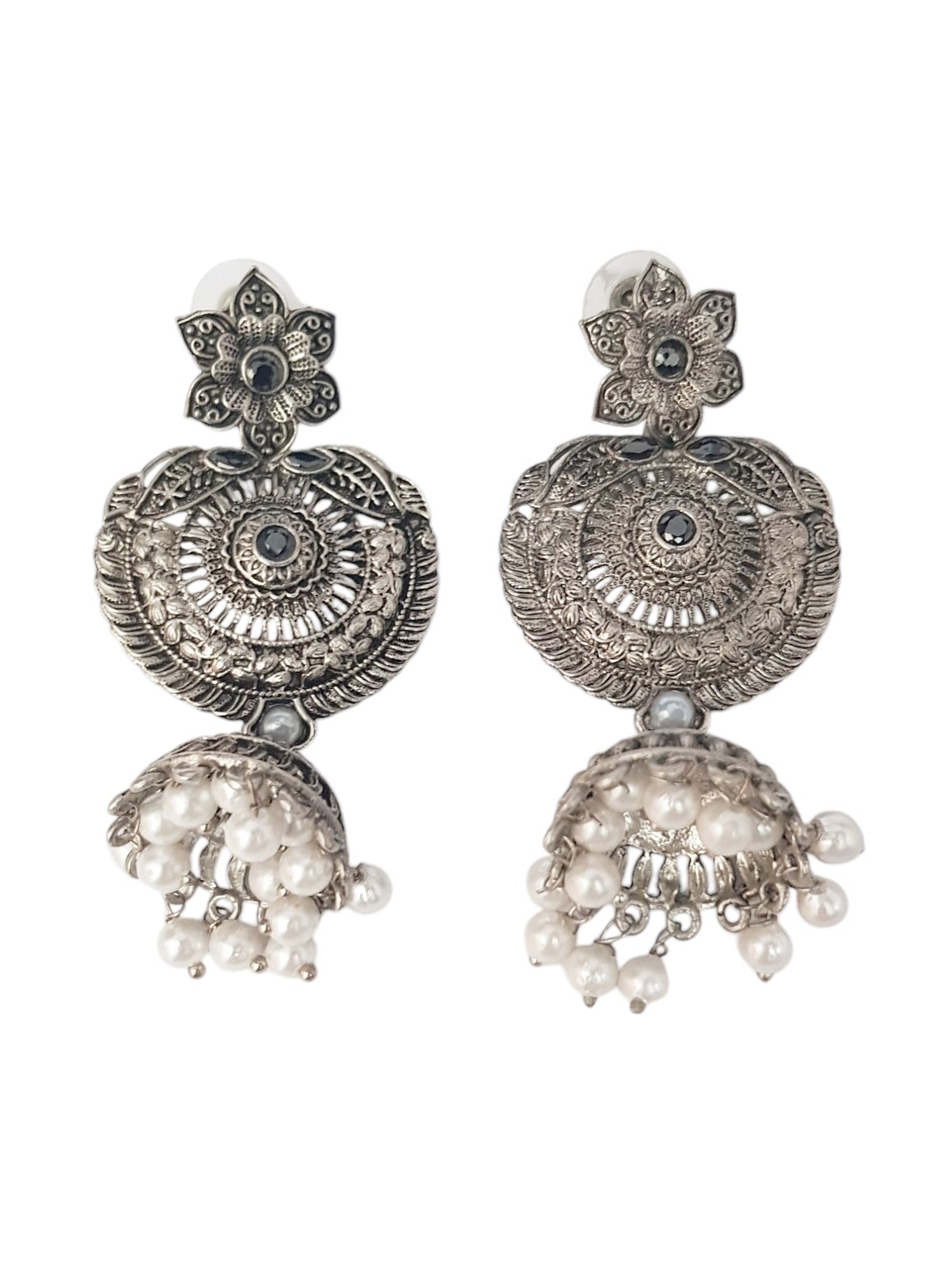 Silver Plated oxidised Earrings Jhumka