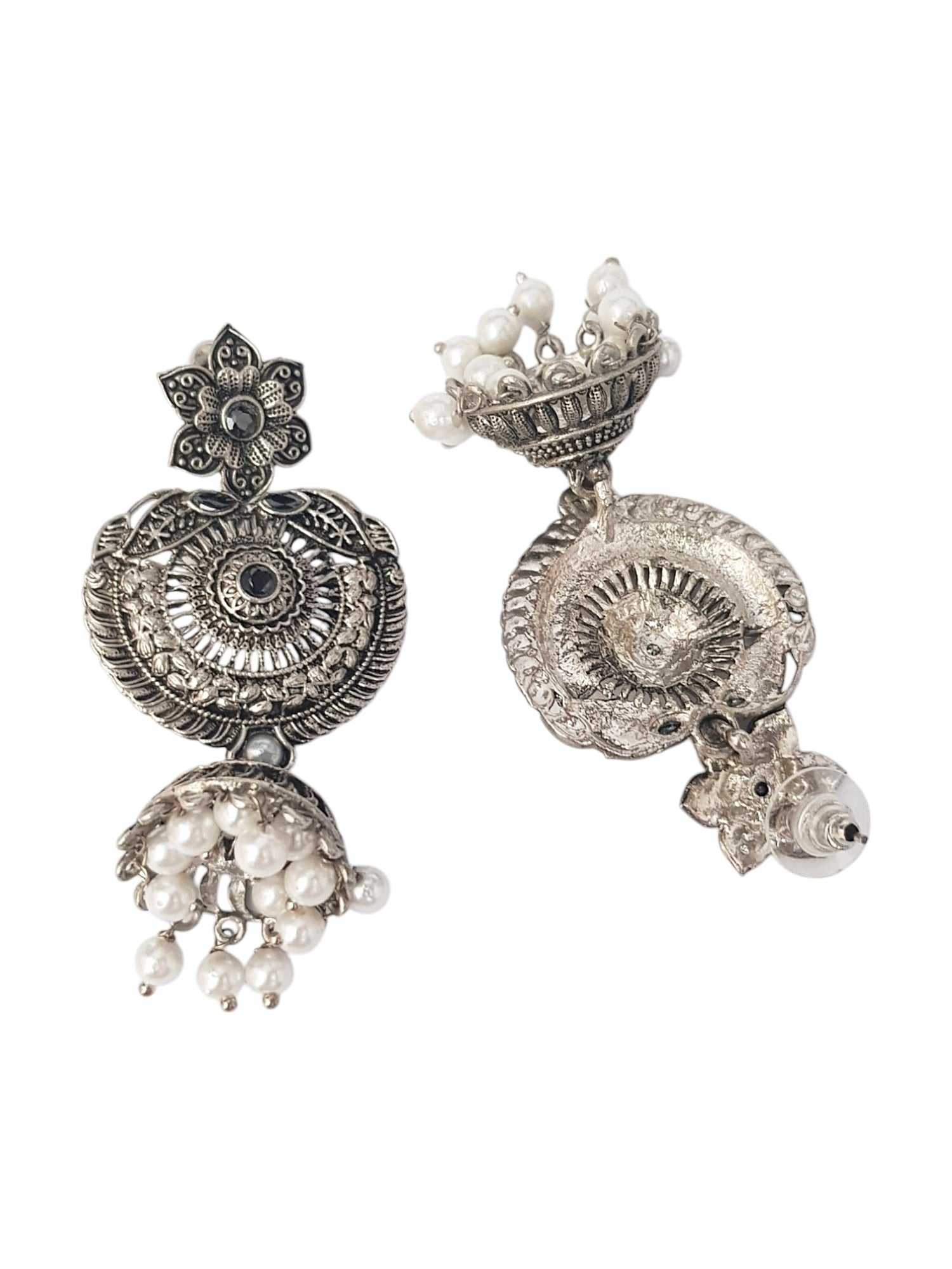 Silver Plated oxidised Earrings Jhumka