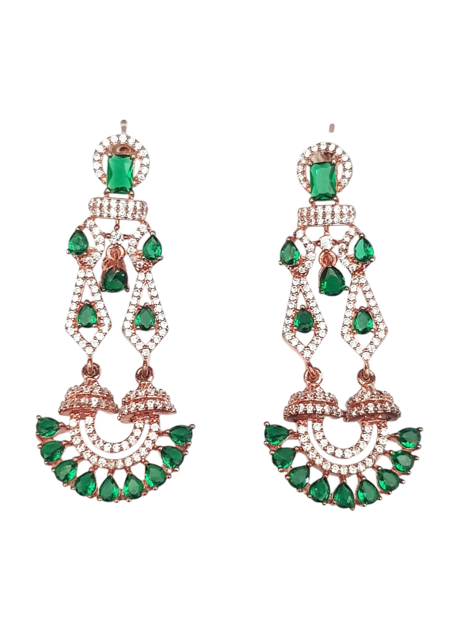 Rose Gold Plated CZ Jhumki earrings