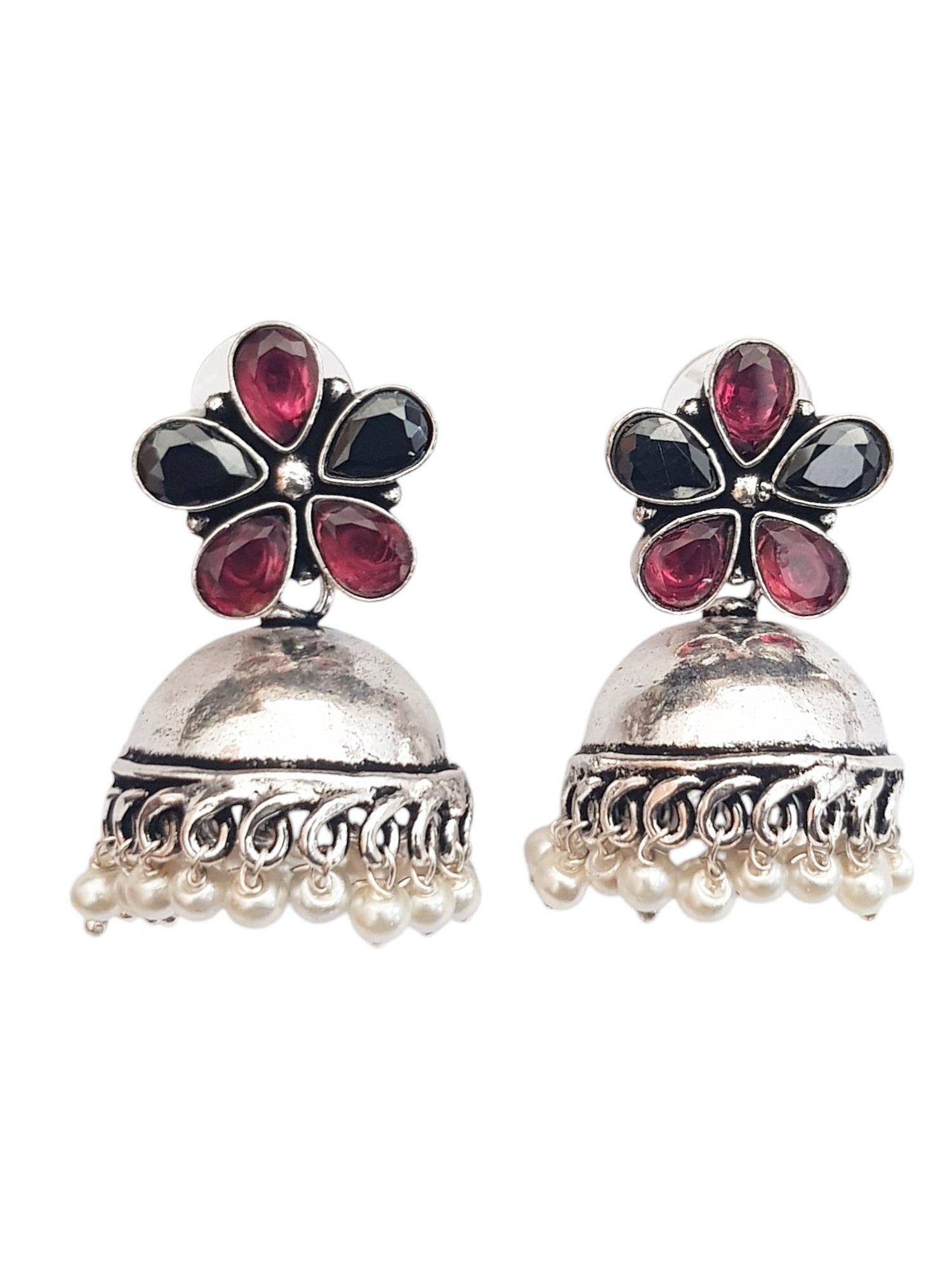 Silver Plated oxidised Earrings Jhumka