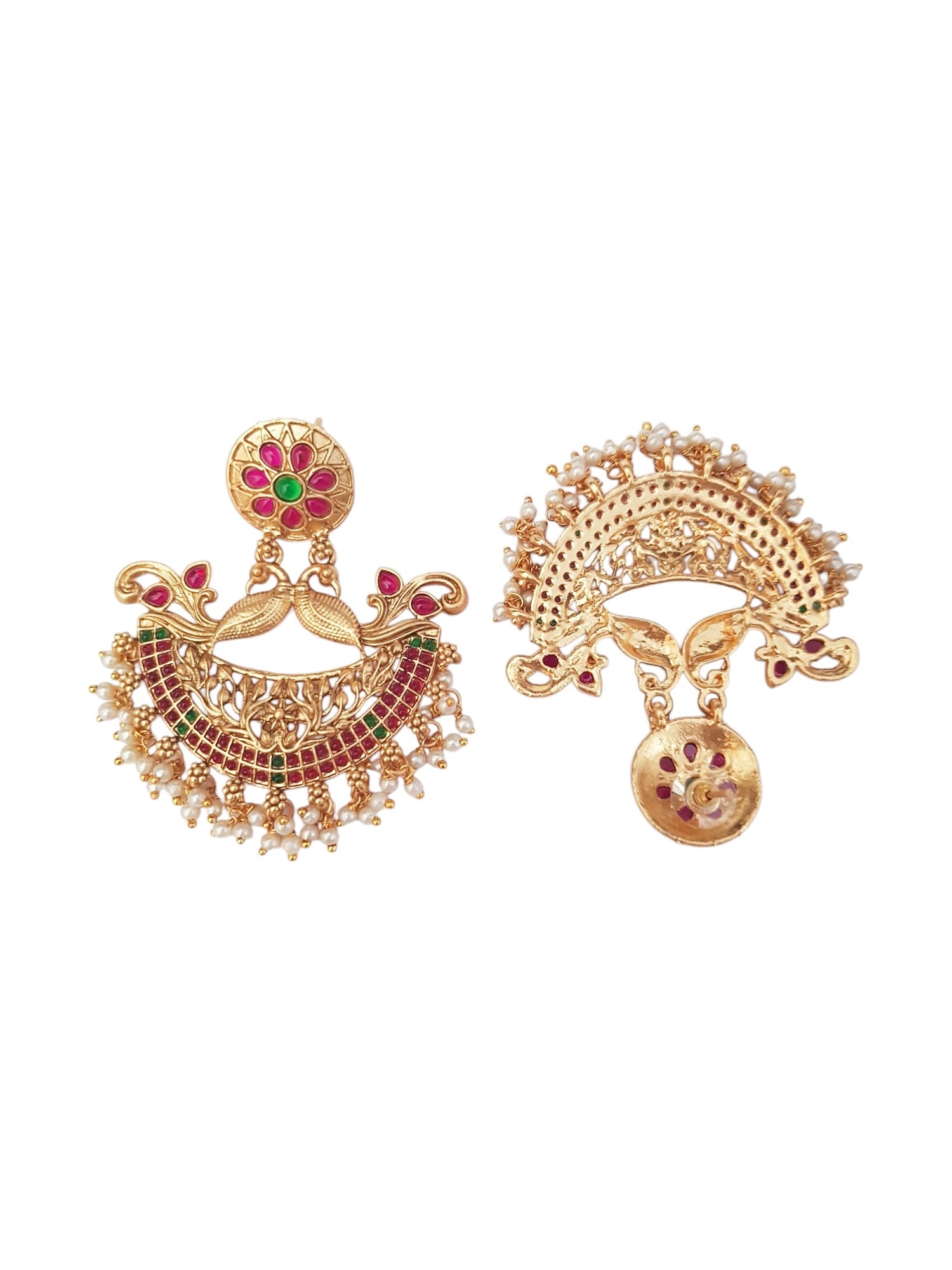 Gold plated Chandbali design Jhumka Earrings