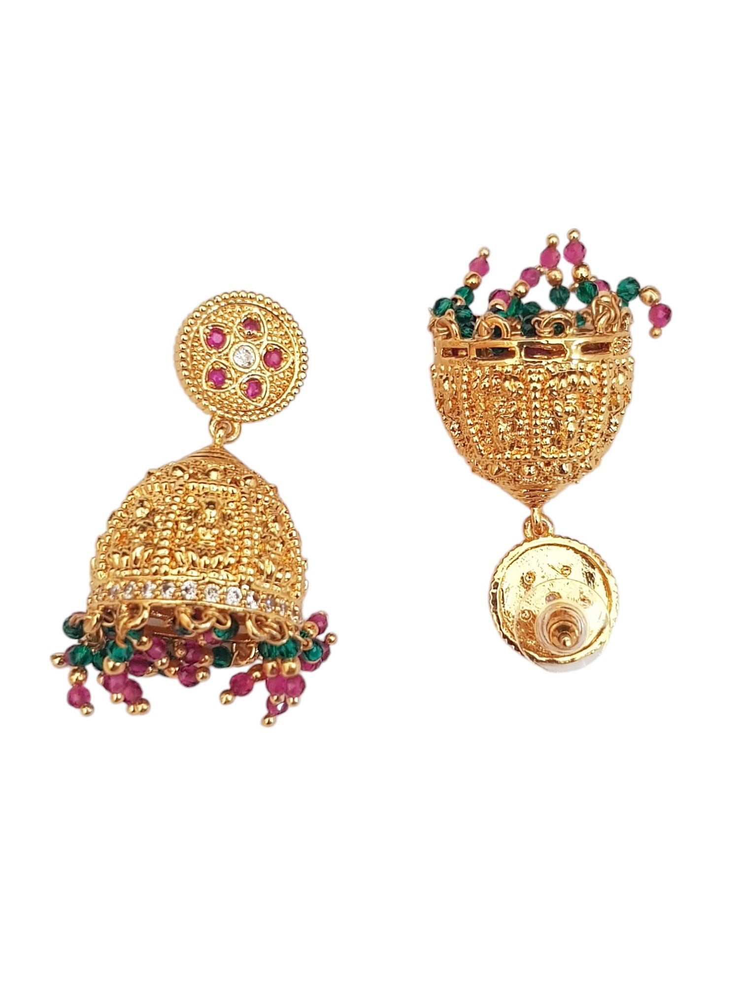 Micro Gold Plated Temple Collecion Earrings Jhumkas