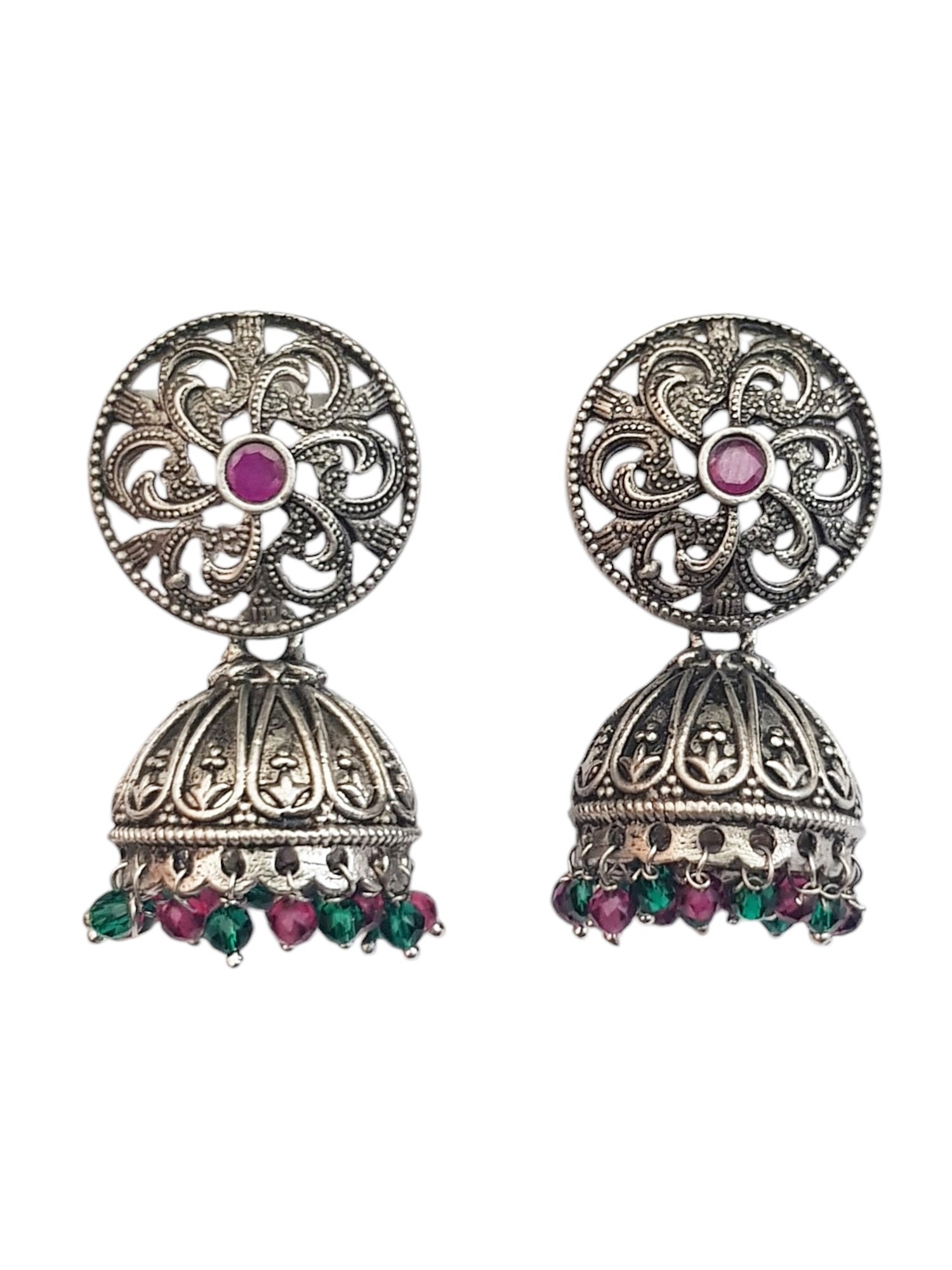 Silver Plated oxidised Earrings Jhumka