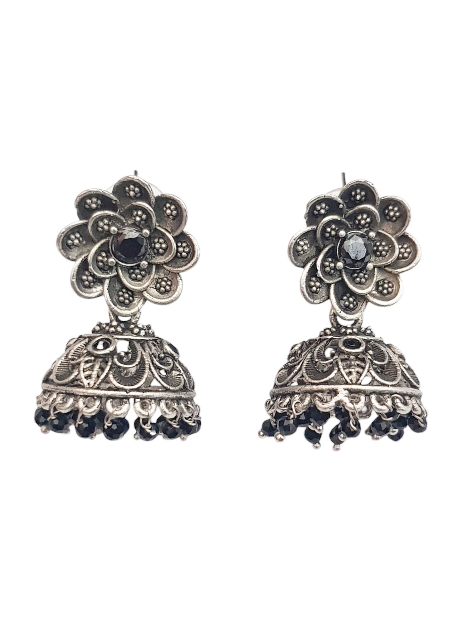 Silver Plated oxidised Earrings Jhumka