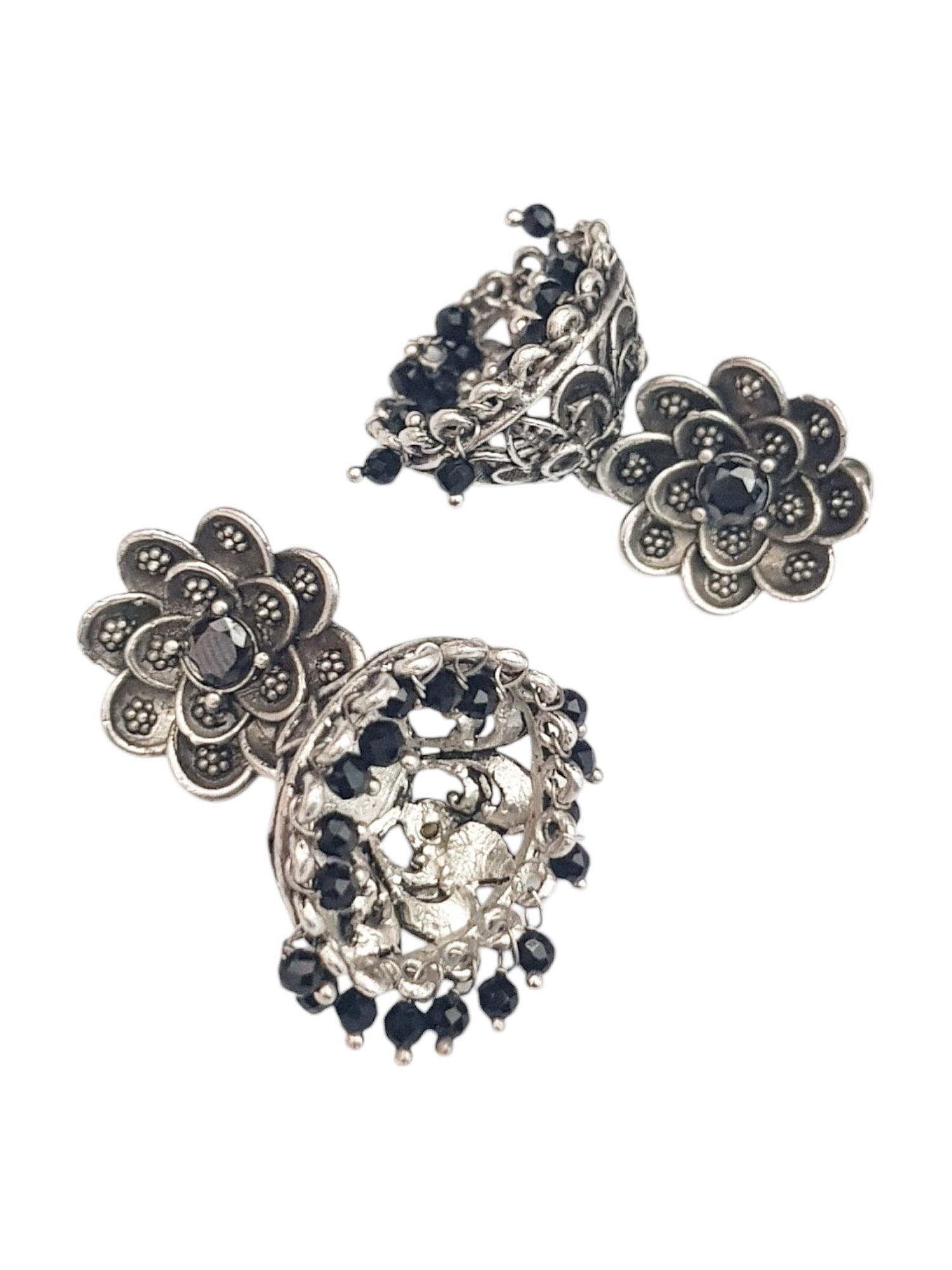 Silver Plated oxidised Earrings Jhumka