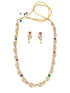 Gold Plated Leaf Motif Coloured stones Necklace Set