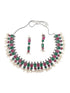 German Silver Plated oxidised multicolor stone Necklace set