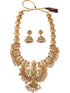 Gold Plated Rice Pearls Long Temple Hara Necklace Set