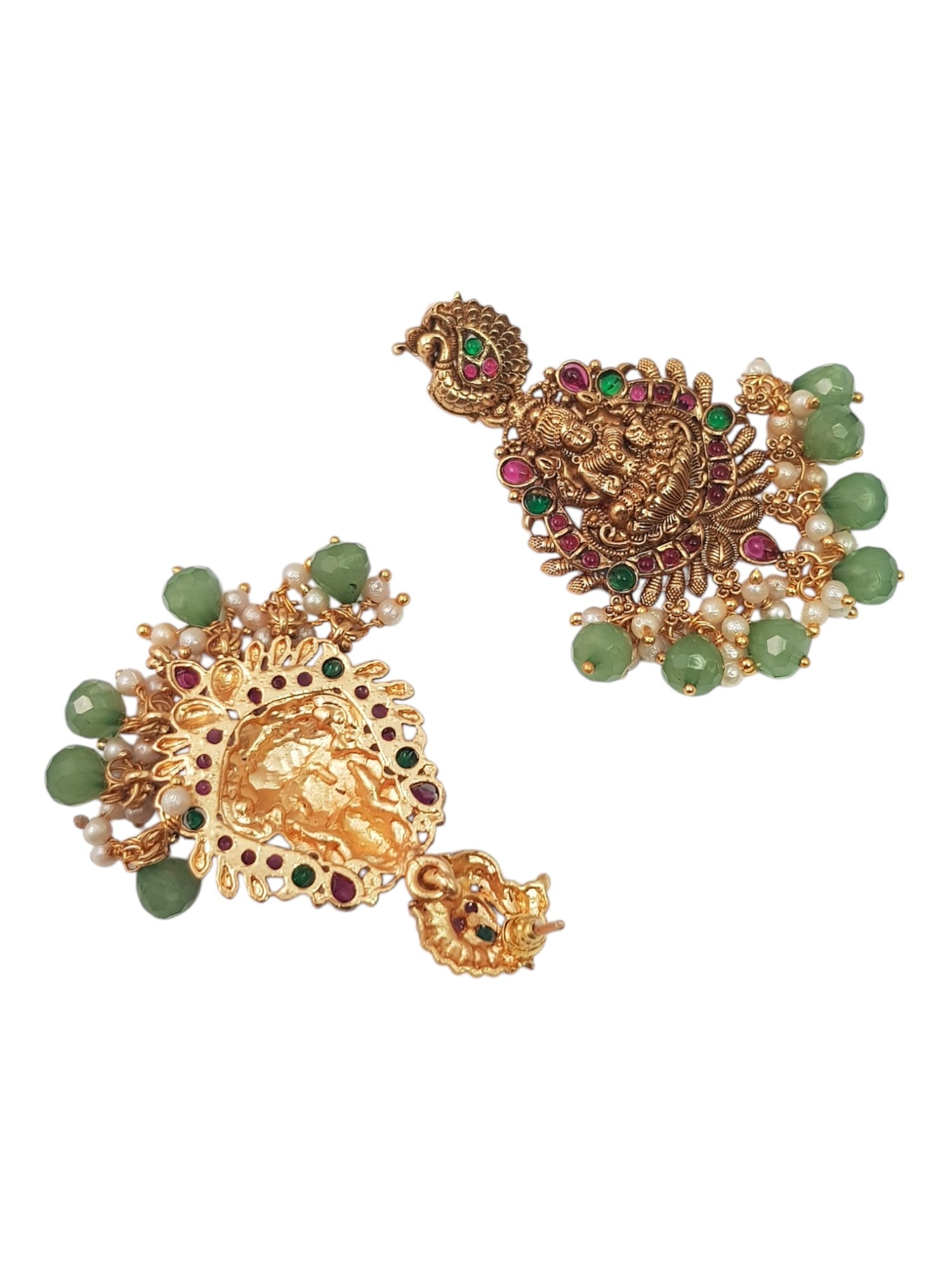 Gold Plated Necklace Set in Laxmi Temple pattern