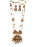 Gold Plated Rice Pearls Long Temple Hara Necklace Set