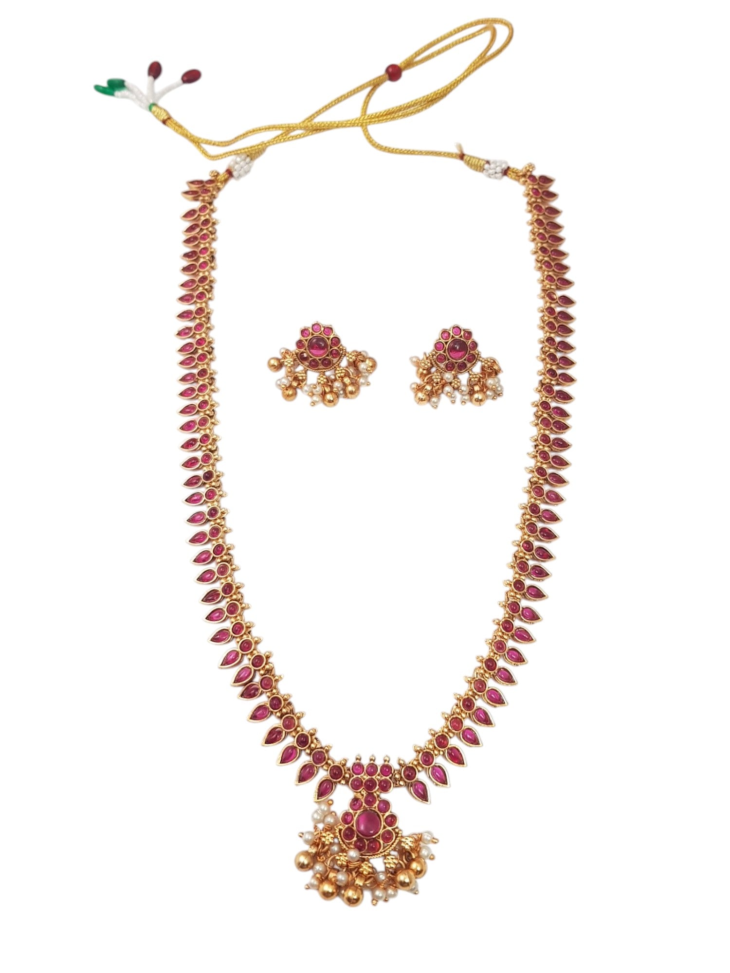 Premium Sayara Collection Elegant Ruby & Emerald Necklace Set