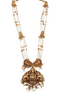 Gold Plated Rice Pearls Long Temple Hara Necklace Set