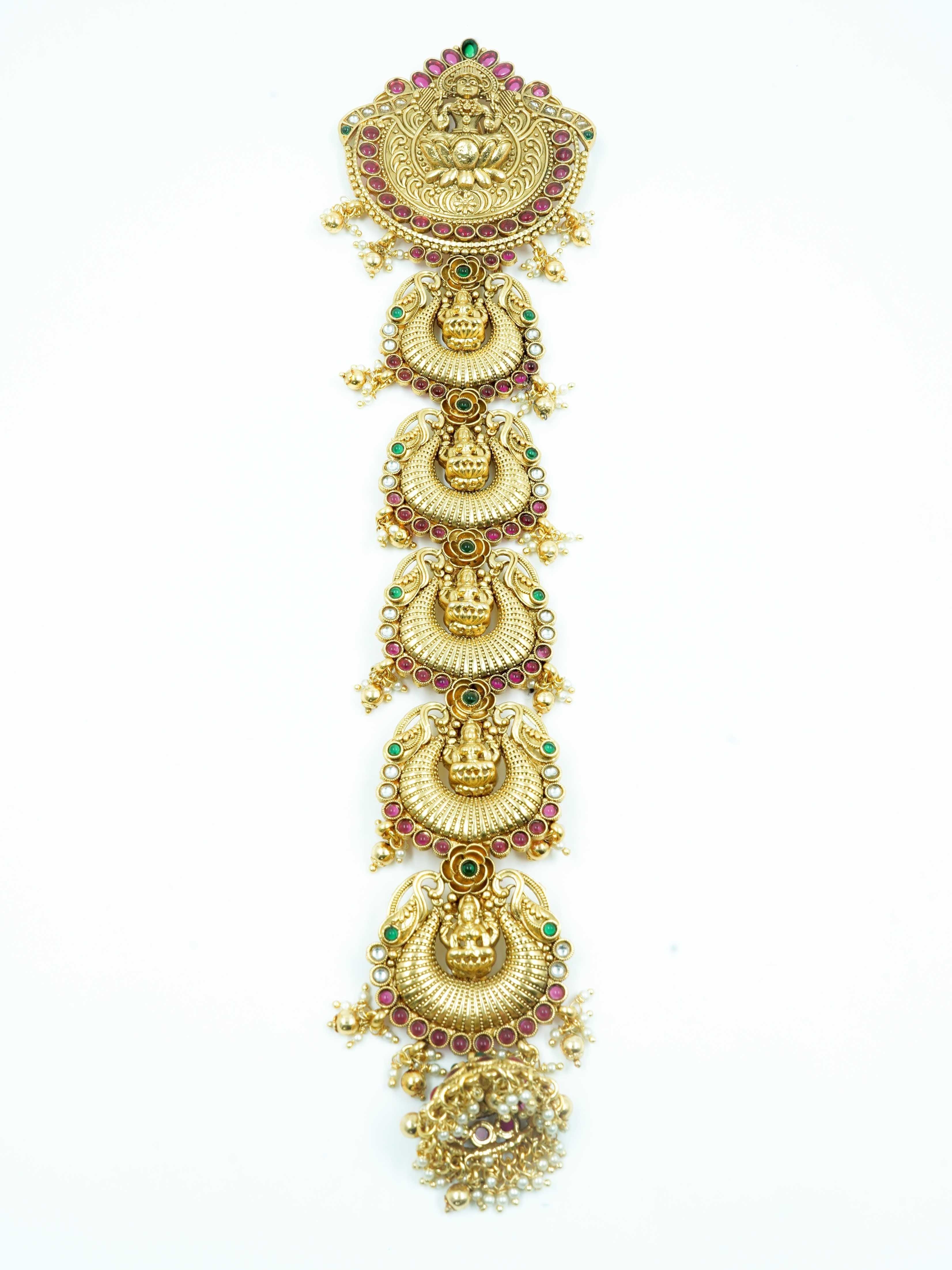 22k 1gm Gold Plated Ruby Colour Studded Hair Jada/Amboda / Hair Pin/Rakhdi/Amboda/Pin 12239N - Griiham